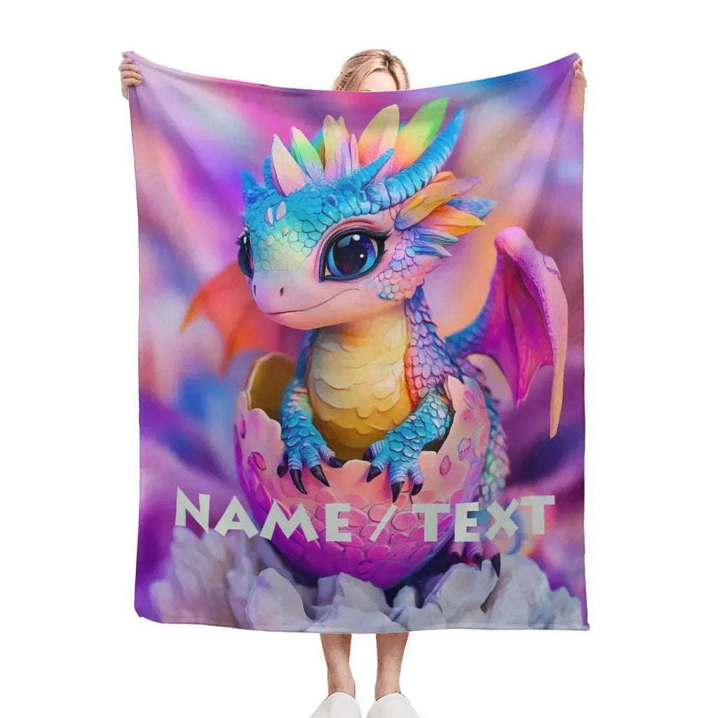 Personalized Dragon Egg Hatch Blanket: Magical Baby Dragon, Super Soft Name Gift
