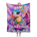 Personalized Dragon Egg Hatch Blanket: Magical Baby Dragon, Super Soft Name Gift