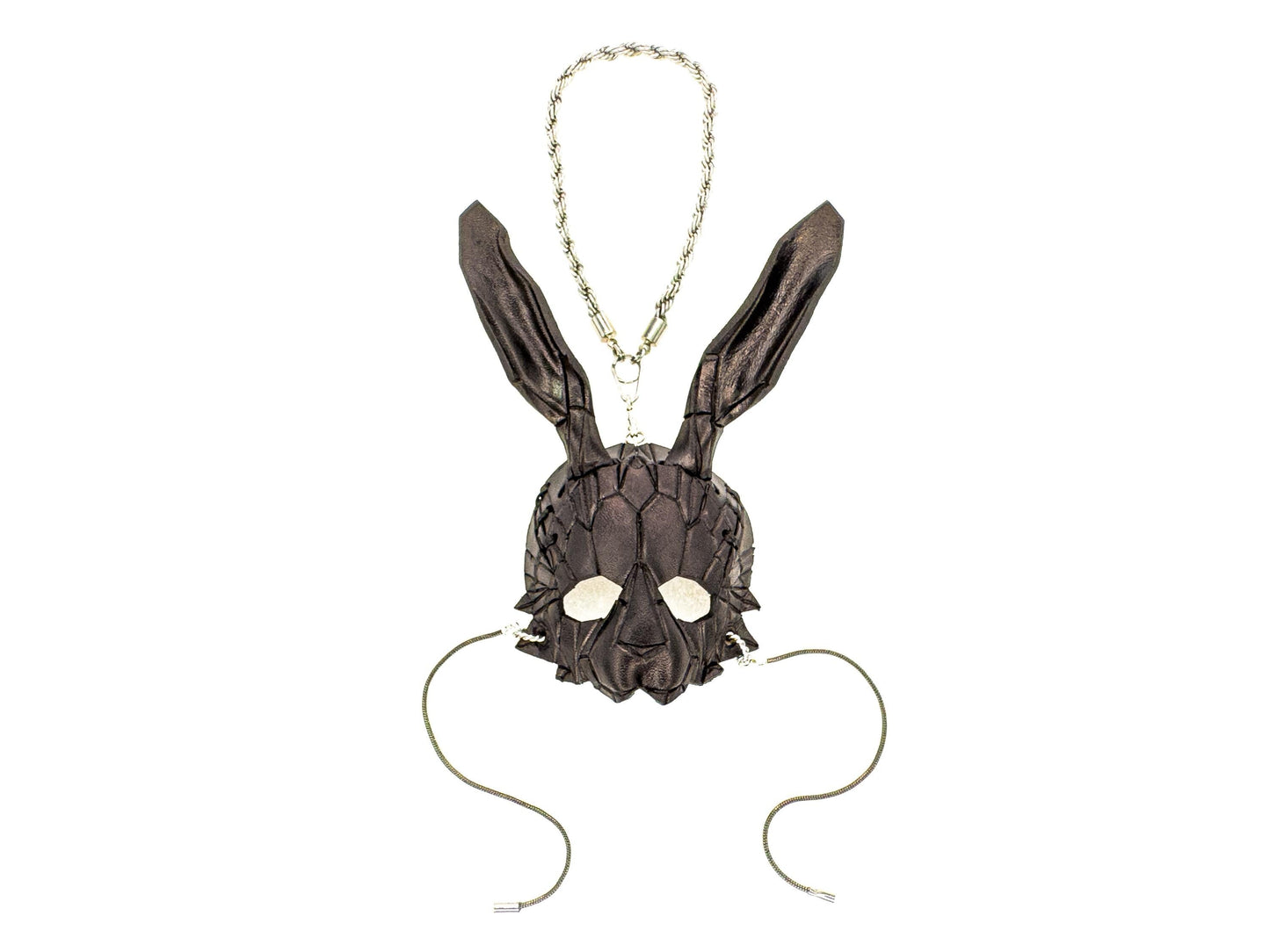 Geometric Bunny Leather Mini Mask – Handcrafted Charm for Rearview Mirrors, Handbags, Lanyards, Party Favors & More
