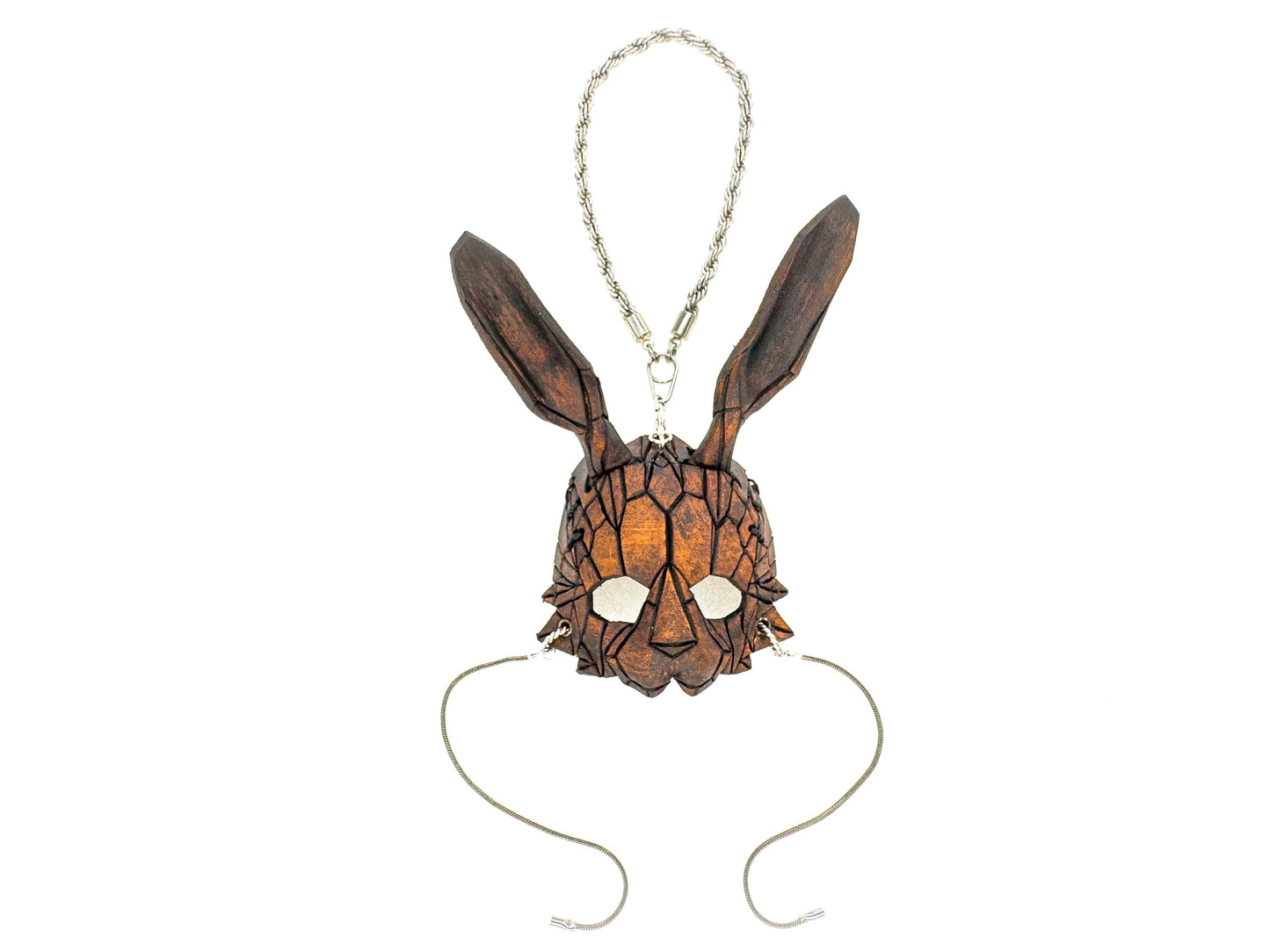 Geometric Bunny Leather Mini Mask – Handcrafted Charm for Rearview Mirrors, Handbags, Lanyards, Party Favors & More