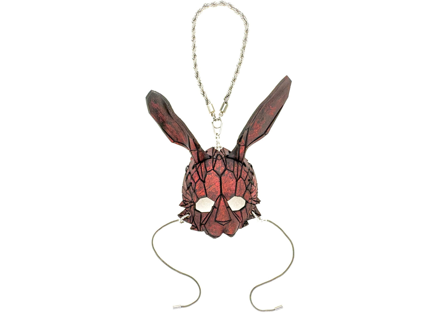 Geometric Bunny Leather Mini Mask – Handcrafted Charm for Rearview Mirrors, Handbags, Lanyards, Party Favors & More
