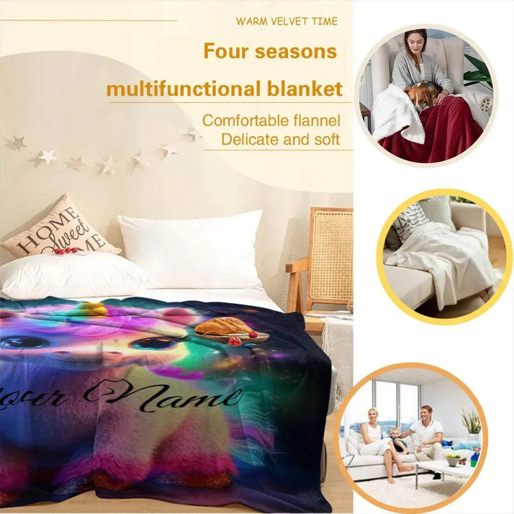 Personalized Cosmic Unicorn Blanket - Magical Galaxy Flannel Fleece Throw Super Soft Custom Name Gift
