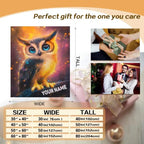 Personalized Cosmic Owl Blanket - Mystical Spirit Animal Throw, Custom Name Gift