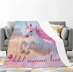 Personalized Unicorn Fleece Blanket: Magical Flannel Fleece Throw, Pink Name Gift