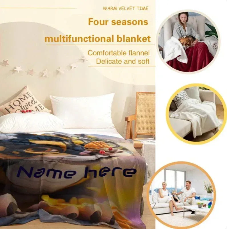 Personalized Dragon Blanket: Mythical Creature Dino Flannel Fleece Throw