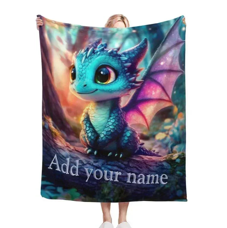 Personalized Dragon Blanket: Magical Flannel Fleece Throw, Super Soft Name Gift