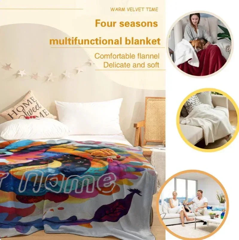 Personalized Dragon Blanket: Vibrant Fantasy Flannel Fleece Throw, New year Dragon