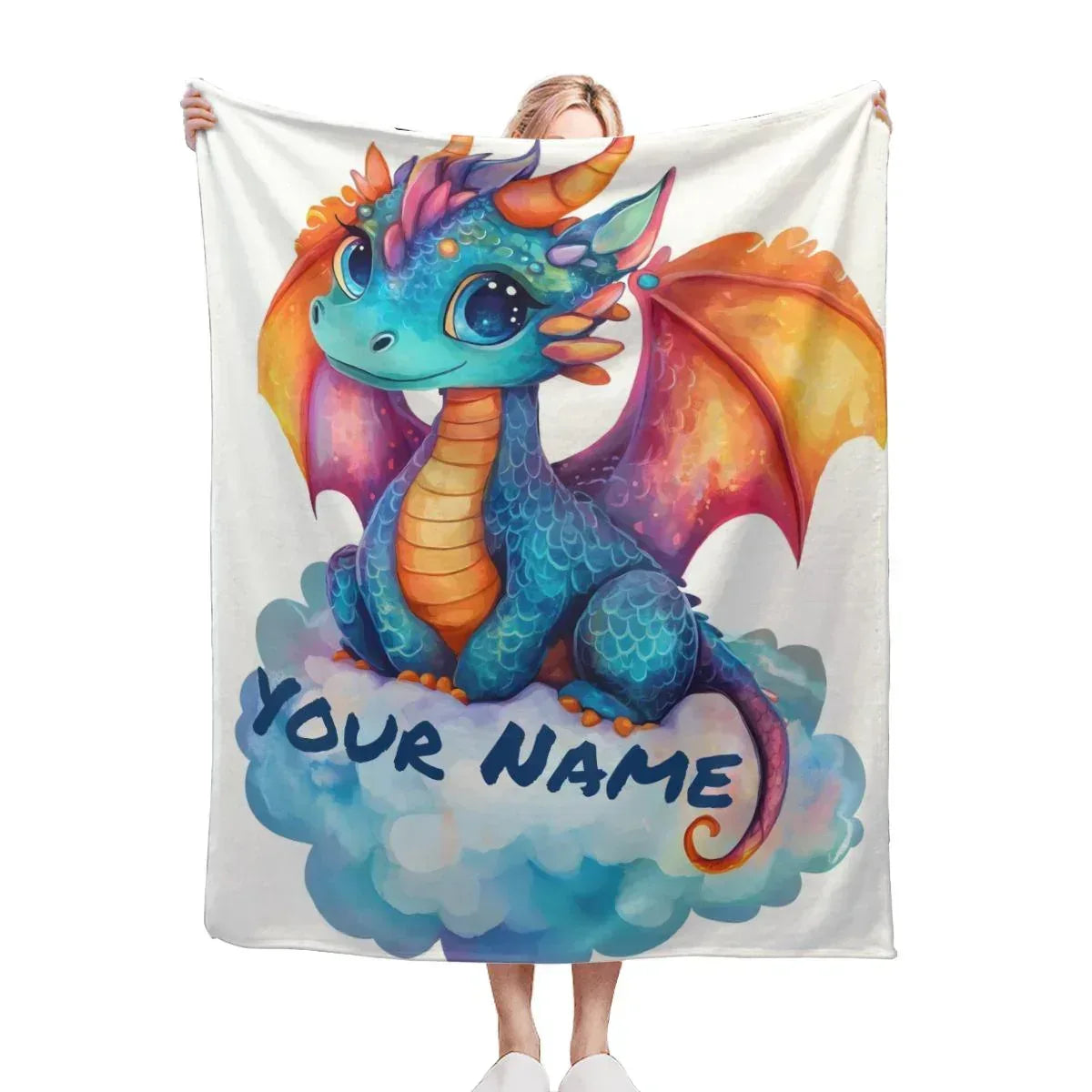 Personalized Dragon Blanket: Soft Flannel Fleece Dino Throw, Super Soft Name Gift