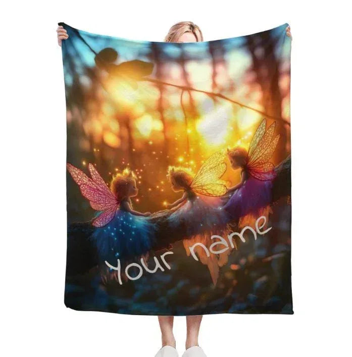 Personalized Fairy Blanket: Enchanted Wonderland Fantasy Throw