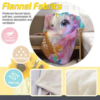 Personalized Unicorn Blanket: Rainbow Pink White Bedroom - Soft Flannel Fleece Throw, Name Gift