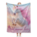 Personalized Unicorn Fleece Blanket: Magical Flannel Fleece Throw, Pink Name Gift