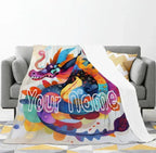 Personalized Dragon Blanket: Vibrant Fantasy Flannel Fleece Throw, New year Dragon