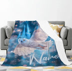 Personalized Wizarding Owl Blanket: Harry Potter Theme, Custom Flannel Fleece Name Throw
