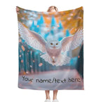 Personalized Hedwig Owl Blanket: Magical Bird Forest Fleece Throw, Super Soft Name Gift
