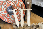 Small Kid's Handcrafted Wooden Toy 16" Short Sword with Leather-Wrapped Handle