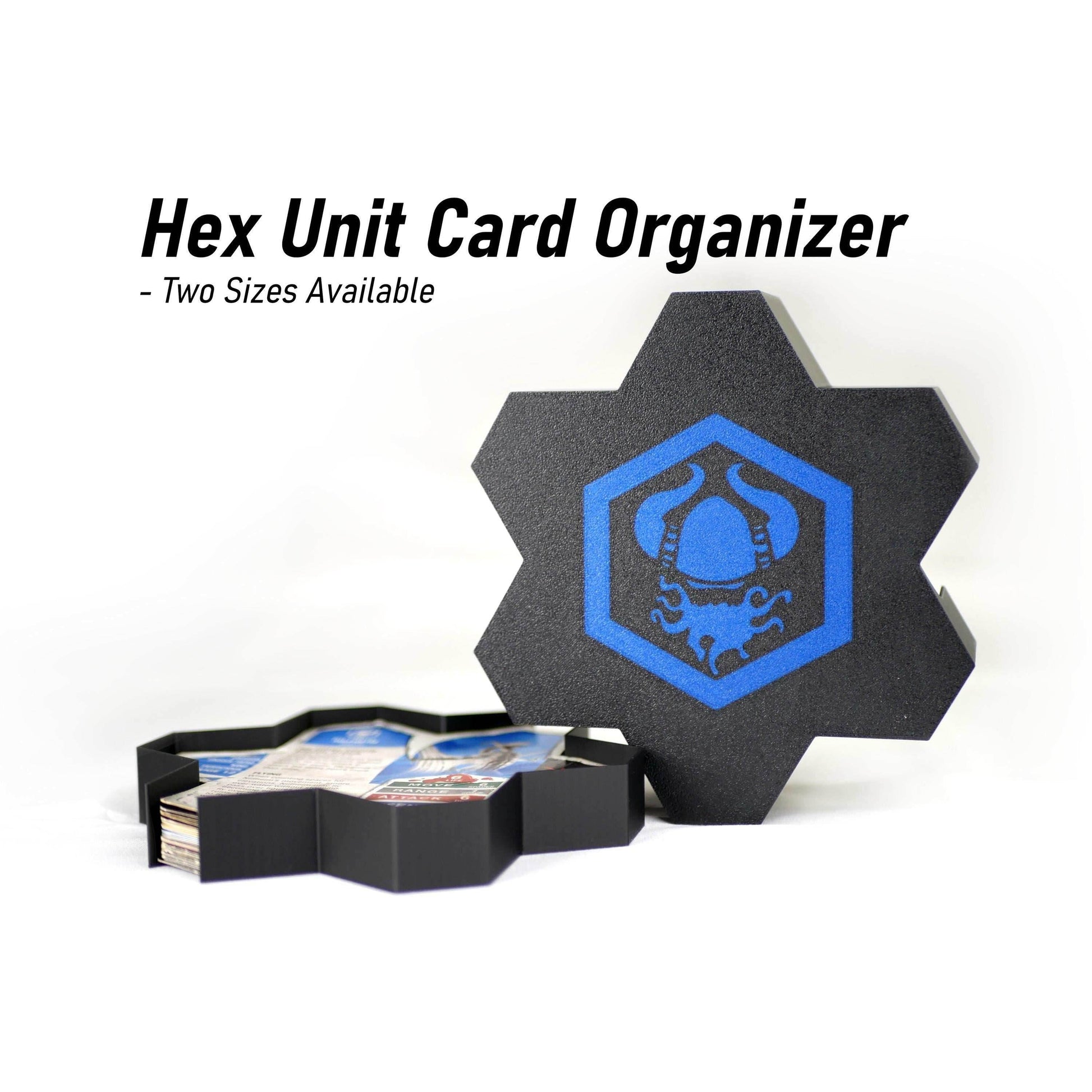 Hero Scape Unit Card Organizer | Protect Manage Heroes Squads | Paintable Miniature Board Game | Hex Bin Box Container Storage for Heroscape - Jandar (Blue) / 40mm Tall