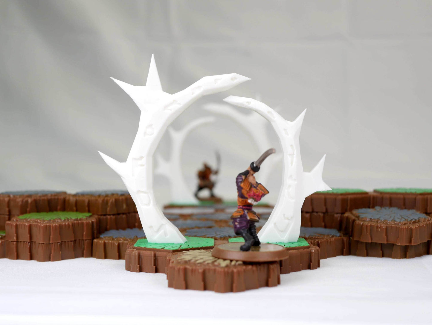 Hero Scape Obstacle Interactive Viking Portal | Tabletop Terrain Hex Pieces | Paintable Miniature Board | DnD Role Play Game Upgrade Tile - Grass/White