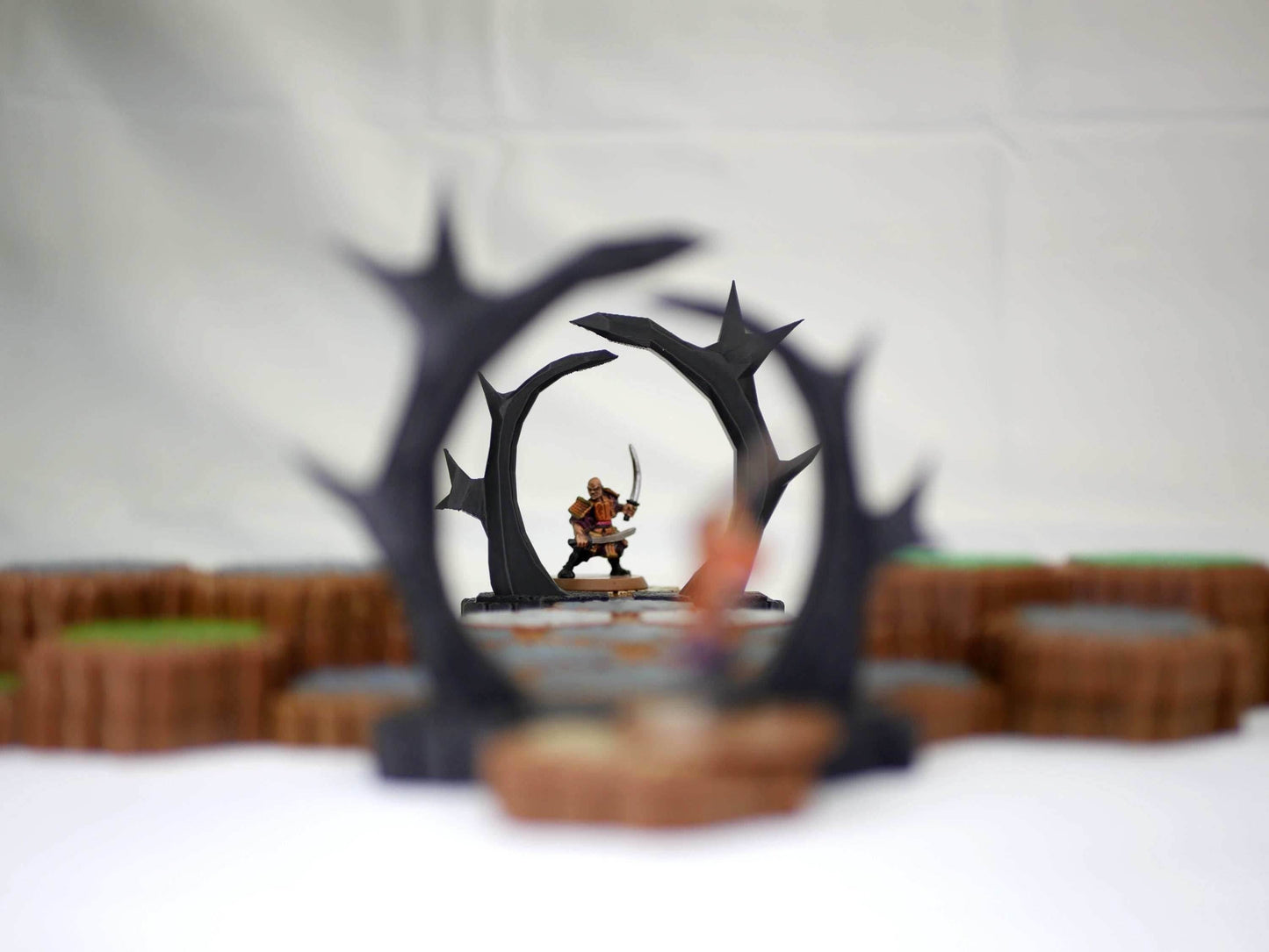 Hero Scape Obstacle Interactive Viking Portal | Tabletop Terrain Hex Pieces | Paintable Miniature Board | DnD Role Play Game Upgrade Tile - Grass/White