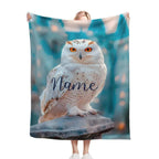 Personalized Wizard Owl Blanket – Magical Flannel Fleece Throw, Name Gift