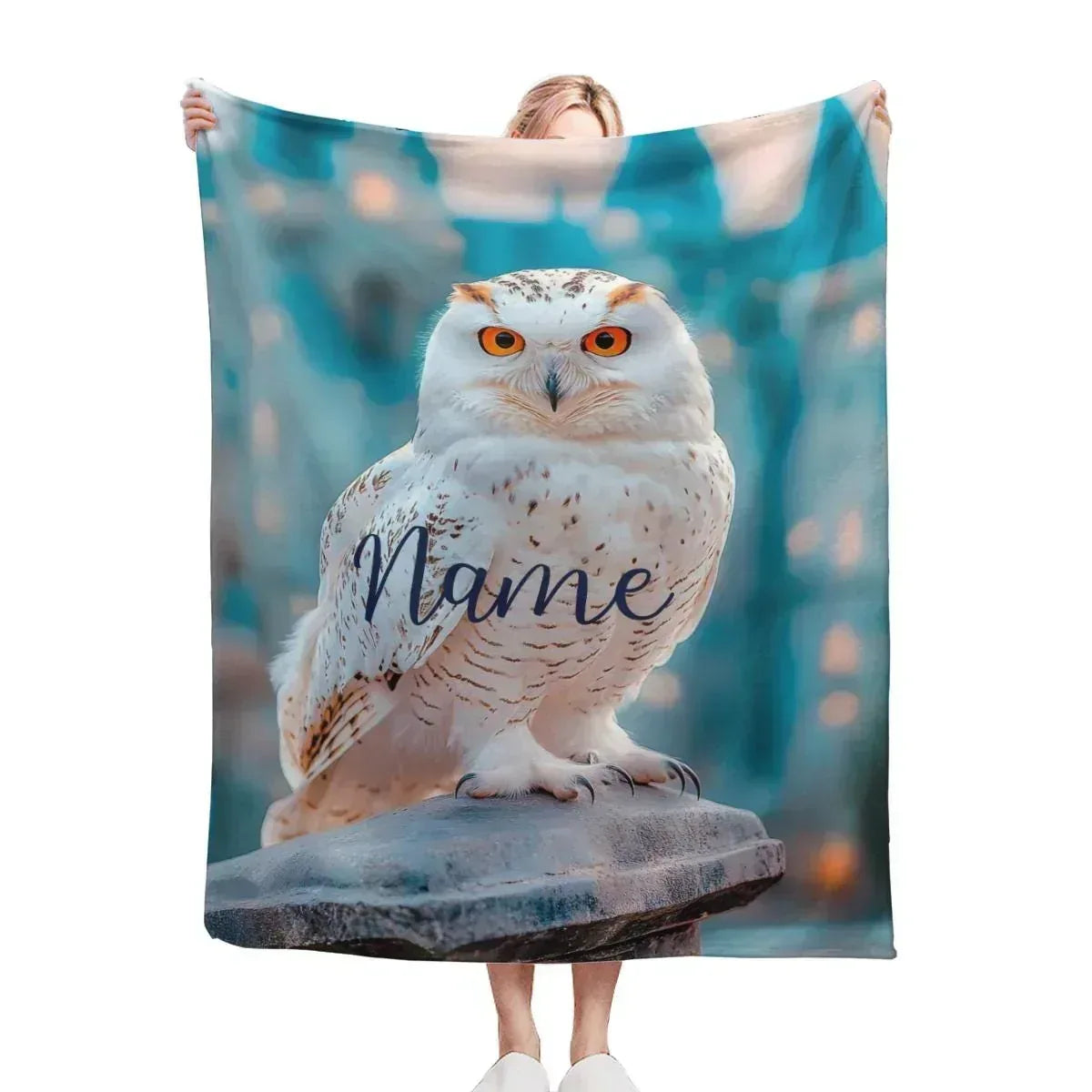 Personalized Wizard Owl Blanket – Magical Flannel Fleece Throw, Name Gift