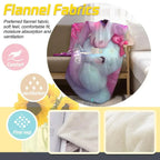 Personalized Unicorn & Kitty Plush Blanket, Custom Name Soft Flannel Fleece Throw
