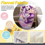 Personalized Unicorn Blanket: Enchanted Purple Fantasy Throw, Flannel Fleece Name Gift
