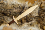 Small Kid's Handcrafted Wooden Toy 16" Short Sword with Leather-Wrapped Handle