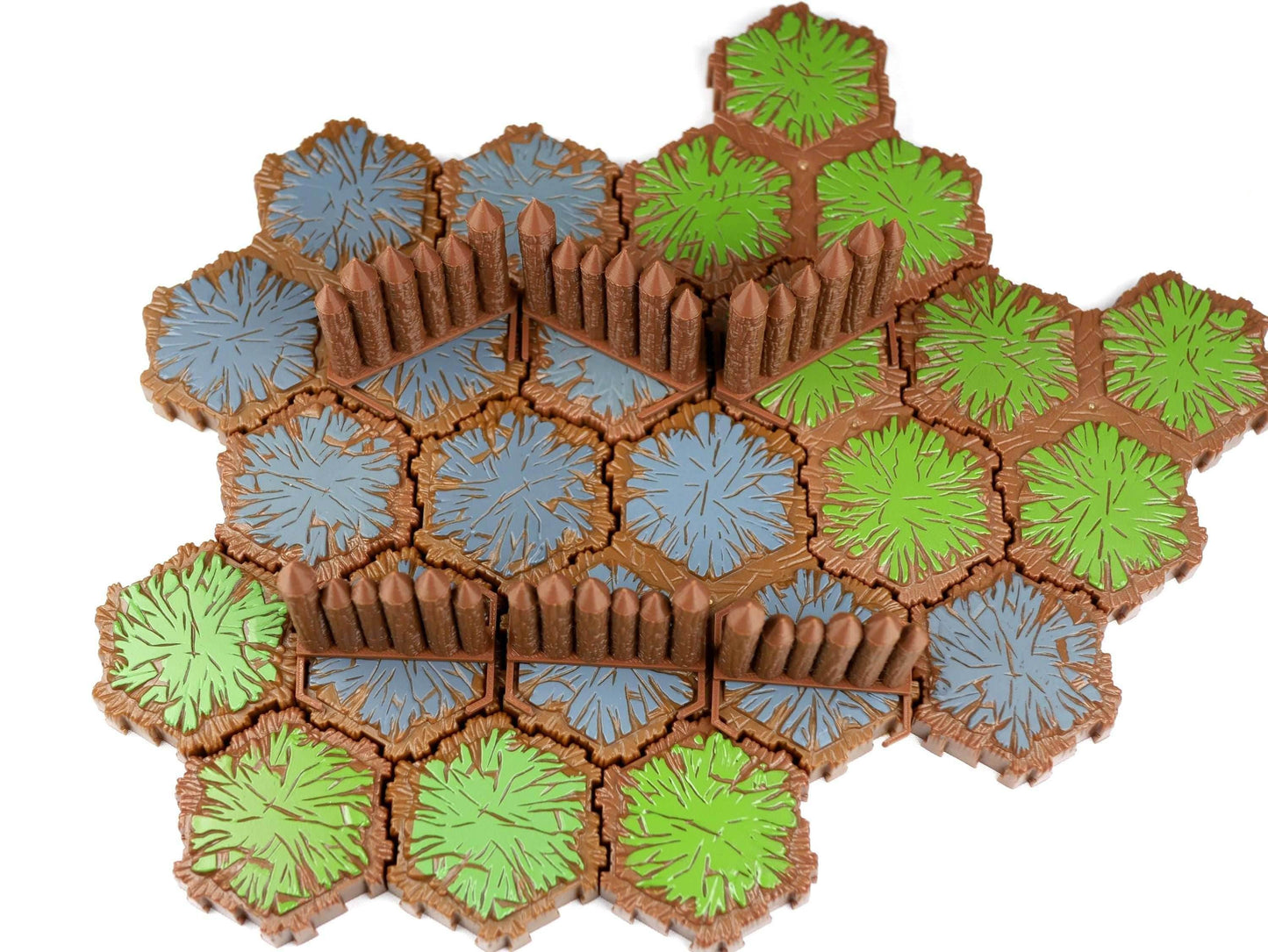 Palisades Hero Scape Single Hex Obstacle | Tabletop Terrain Hex Piece | HeroScape Upgrade Board Game | DnD Role Play Game Tile DIY Kit - 12 Palisades (6&6) / Brown