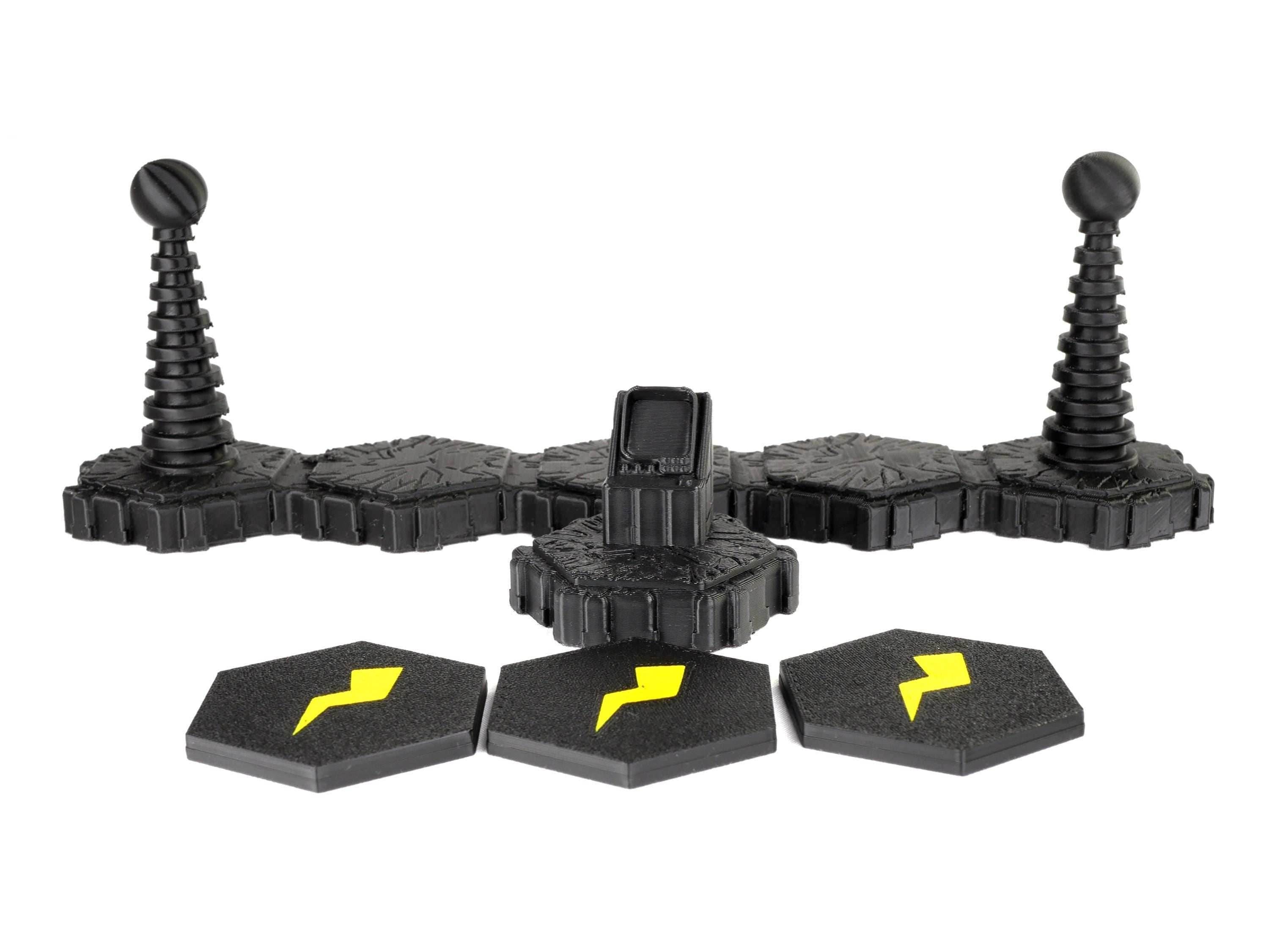 Tesla Gate Hero Scape Obstacle Interactive | Tabletop Terrain Hex Pieces | Paintable Miniature Board Game | DnD Role Play Game Upgrade Tile - Tesla Gate