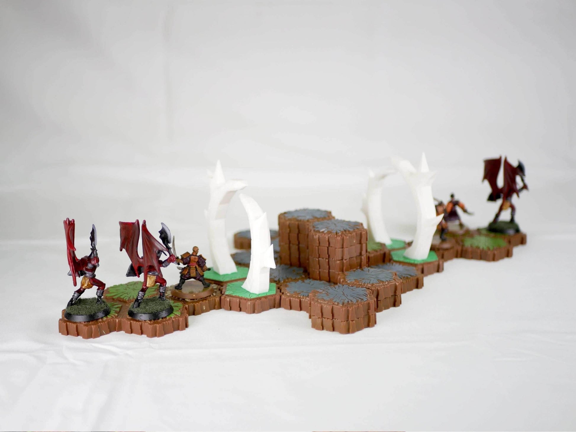 Hero Scape Obstacle Interactive Viking Portal | Tabletop Terrain Hex Pieces | Paintable Miniature Board | DnD Role Play Game Upgrade Tile - Grass/White