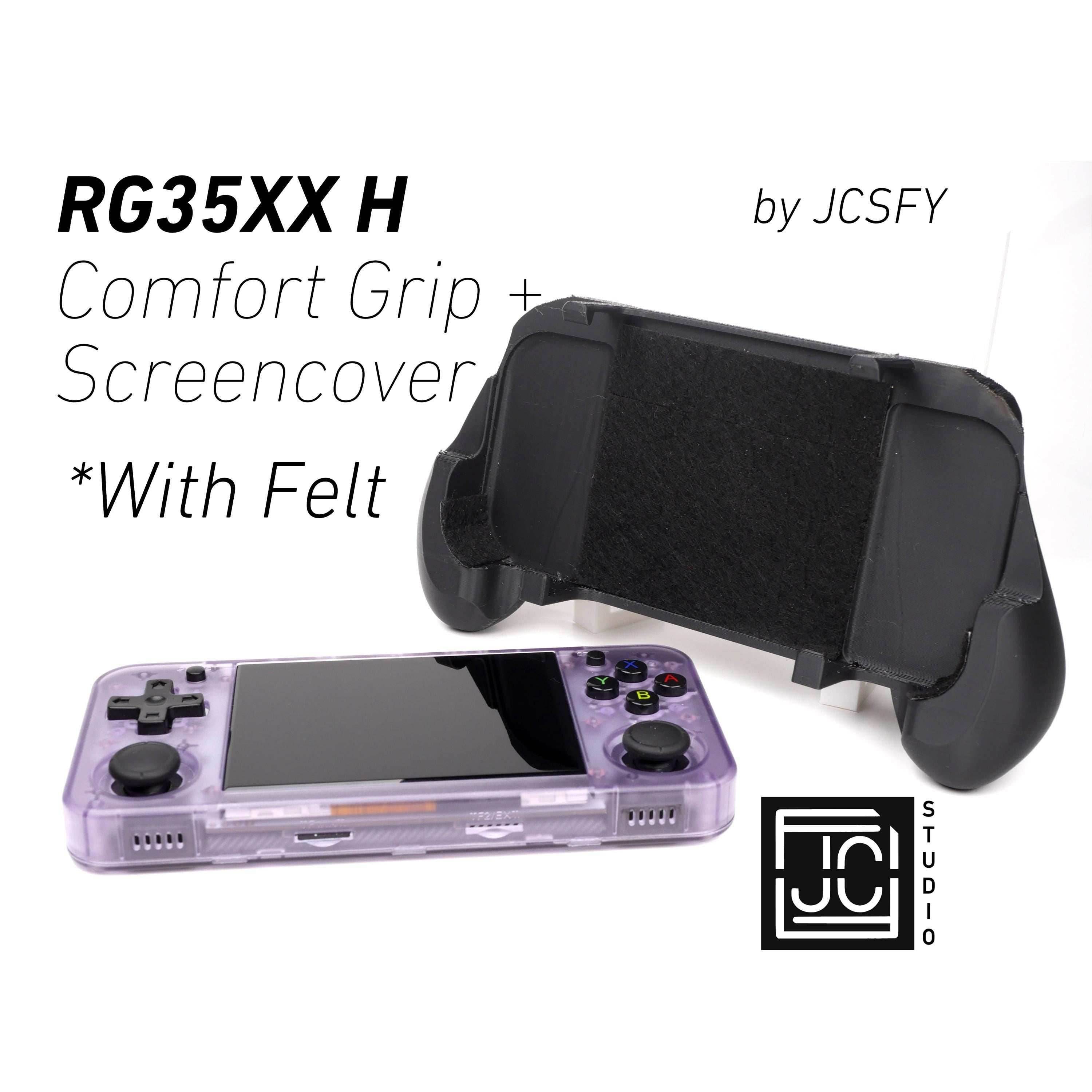 Felt Anbernic RG35XX-H Grip 2-in-1 Reversible Screen Cover & Thick Comfort Grip Case with Felt Wrap Ergonomic RG35X Handheld 2n1 RG35 Deluxe - Blue