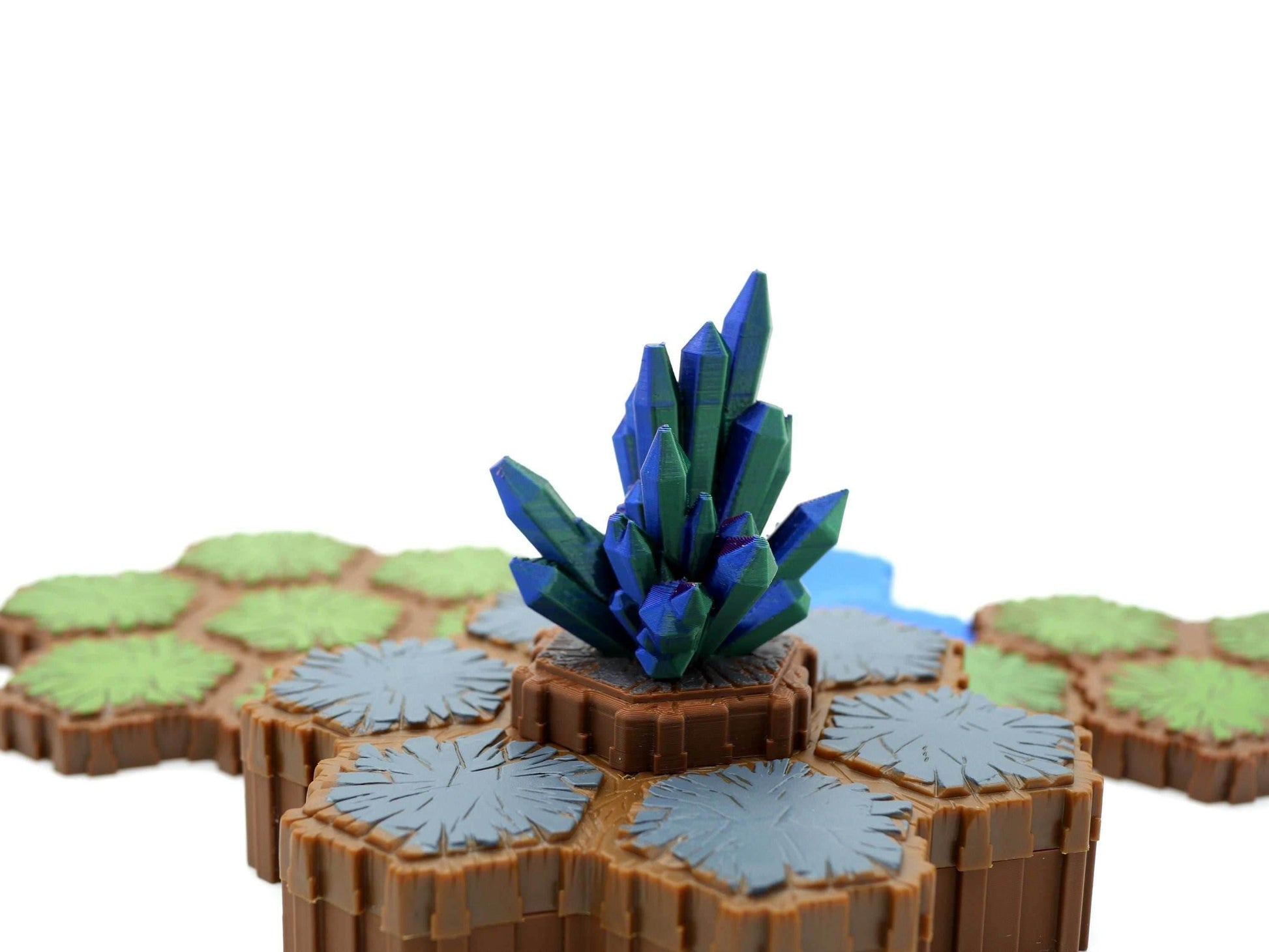 Crystals Hero Scape Single Hex Obstacle | Tabletop Terrain Hex Pieces | Paintable Miniature Board Game | DnD Role Play Game Upgrade Tile - 3 Crystal Outcrop