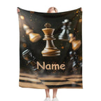 Personalized Chess Blanket: Grandmaster Soft Flannel Fleece Throw, Custom Name Gift