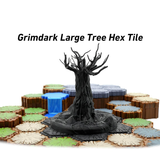 Grimdark Large Tree Hero Scape Seven Hex Obstacle | Tabletop Terrain Structure Piece| Miniature Board Game | DnD Role Play Game Upgrade Tile - 
