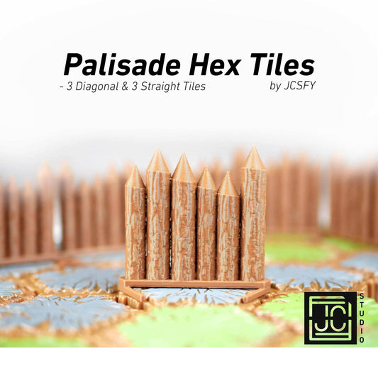 Palisades Hero Scape Single Hex Obstacle | Tabletop Terrain Hex Piece | HeroScape Upgrade Board Game | DnD Role Play Game Tile DIY Kit - 12 Palisades (6&6) / Brown