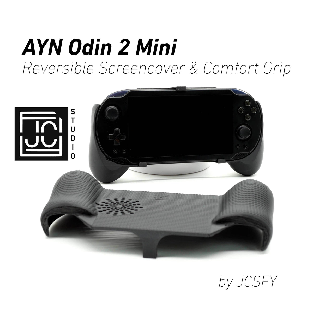 Ayn Odin 2 Mini Grip 2-in-1 Reversible Screen Cover & Thick Comfort Grip Case Ergonomic Odin 2 Mini Handheld 2n1 Deluxe - Black
