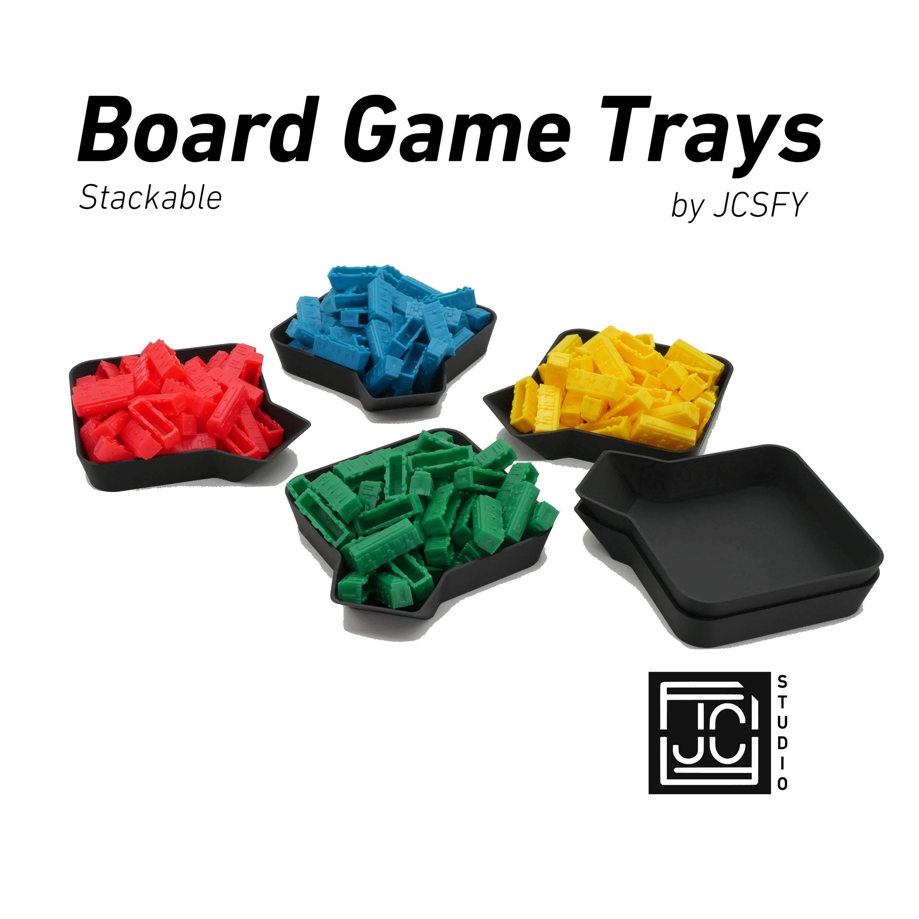 Board Game Piece Trays with Lip for Pouring and Storing Unique Tokens and Counters | Neatly Play Games like Monopoly Ticket 2 Ride and More! - 3 Pack
