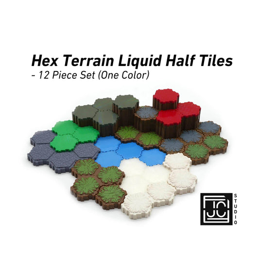 Hero Scape Compatible Hex Terrain Liquid Half Tiles | Tabletop Terrain Pieces | Paintable Miniature Board Game | DnD Role Play Game Upgrade - Ice (Clear)