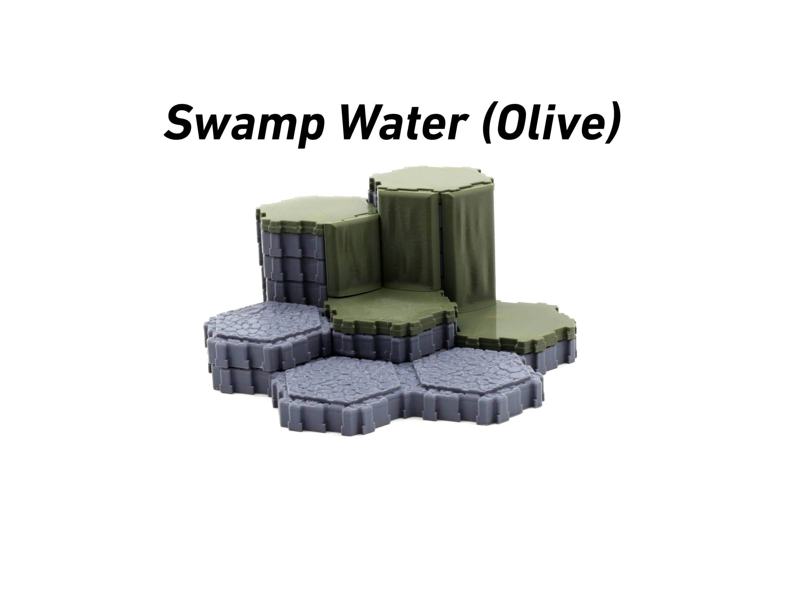 Waterfalls Accessory Hero Scape Compatible Hex Terrain | Tabletop Battle Pieces | Paintable Miniature Board Game| Role Play heroscape pieces - Toxic Acid (Green)