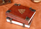 Large Leather Tomb Journal with Celtic Trinity Symbol and Metal Closure Hardware