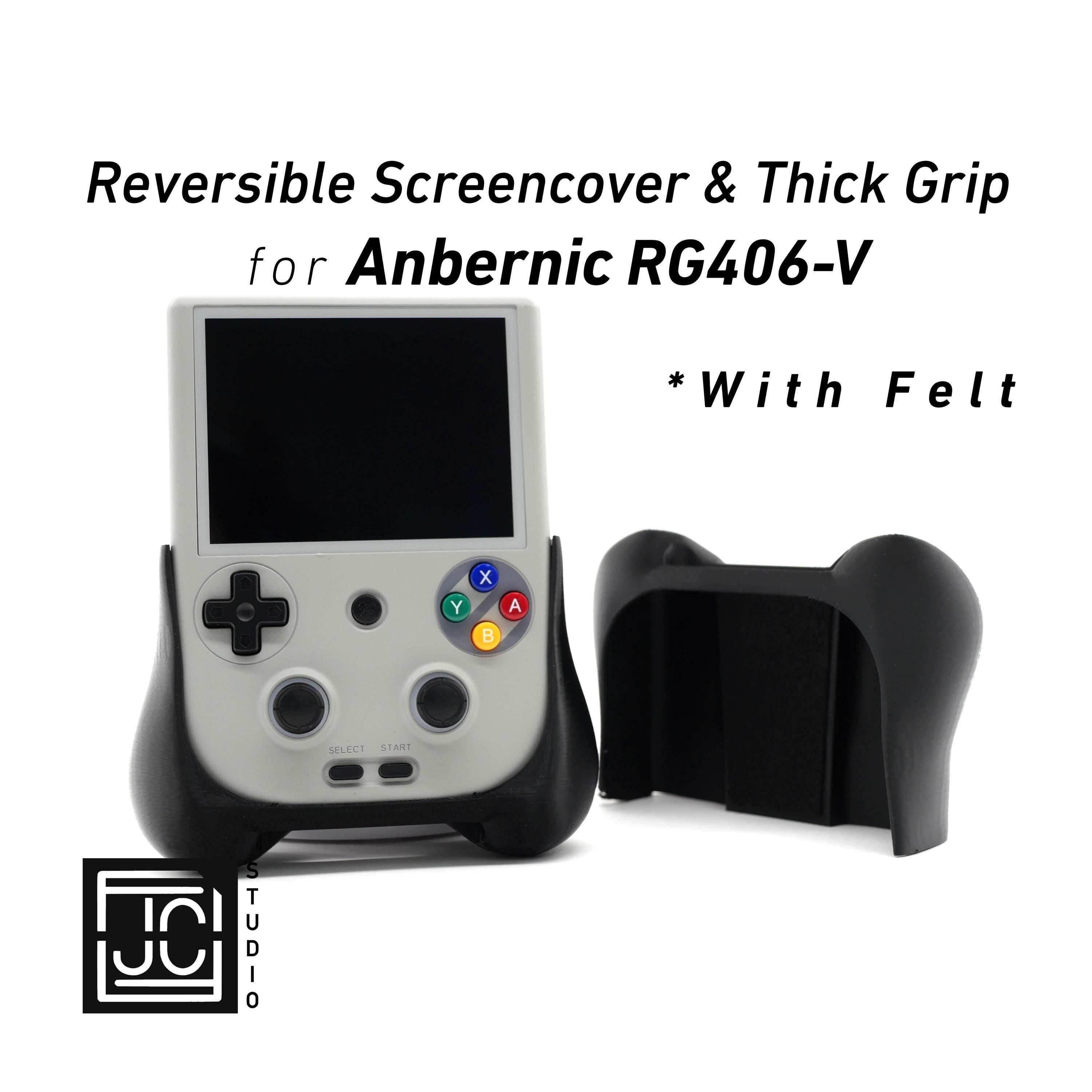 2-n-1 Grip for Anbernic RG406V Reversible Screen Cover Thick Chin Grip Felt Screen Protector Gaming Handheld Protection Fun Textured Pattern - White