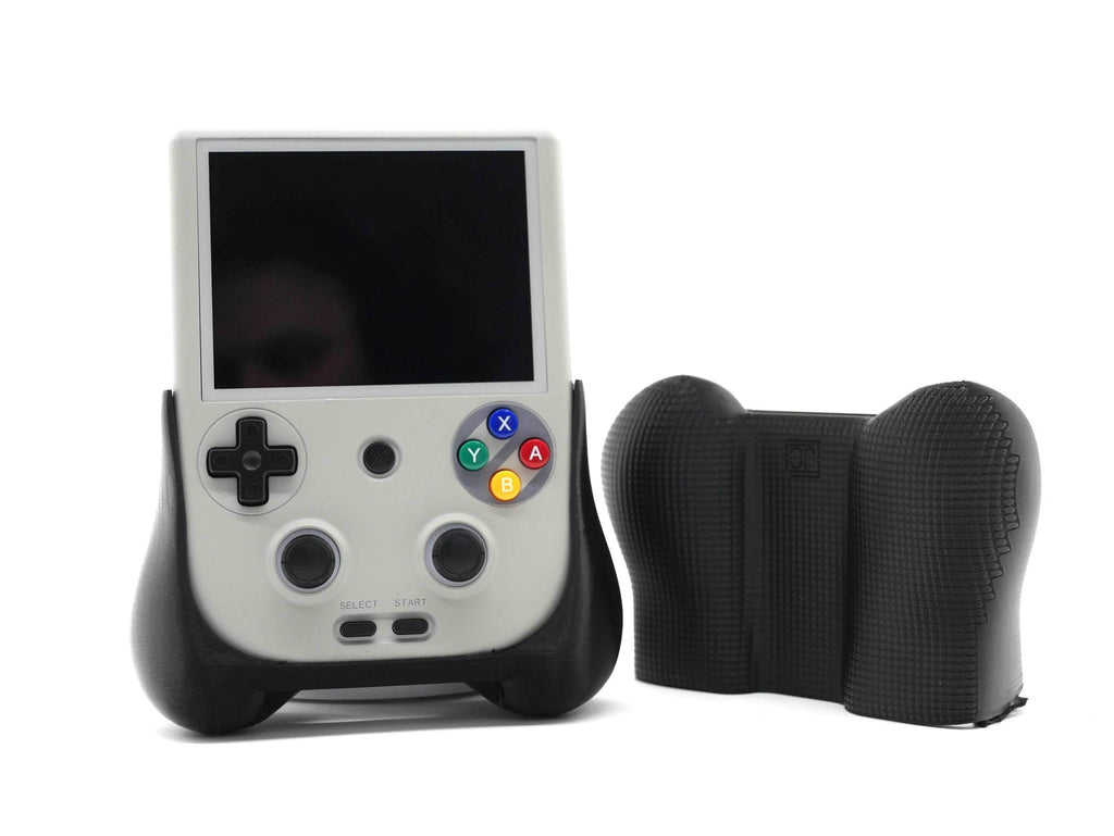 2-n-1 Grip for Anbernic RG406V Reversible Screen Cover Thick Chin Grip Felt Screen Protector Gaming Handheld Protection Fun Textured Pattern - White