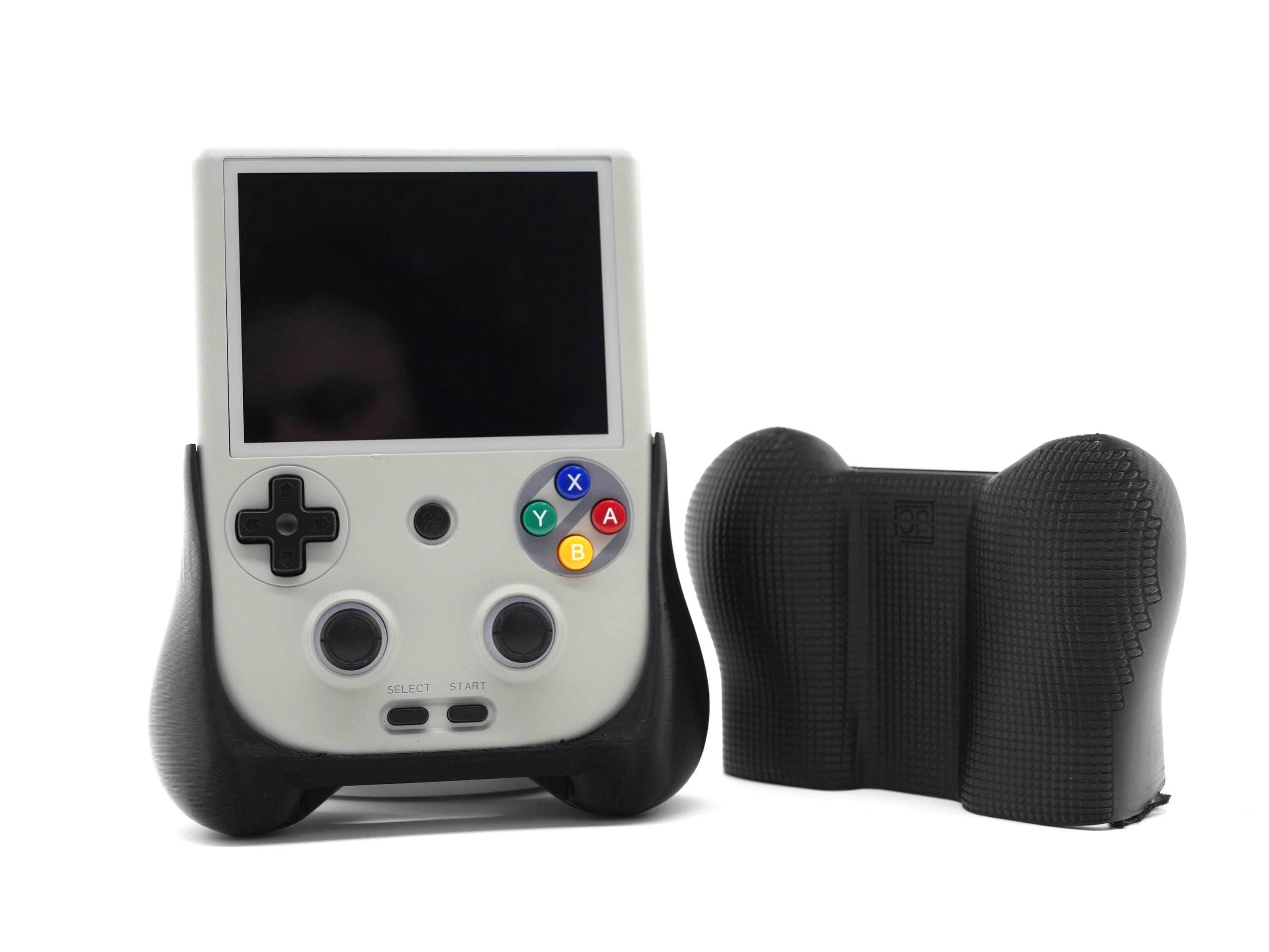 2-n-1 Grip for Anbernic RG406V Reversible Screen Cover Thick Chin Grip Felt Screen Protector Gaming Handheld Protection Fun Textured Pattern - White