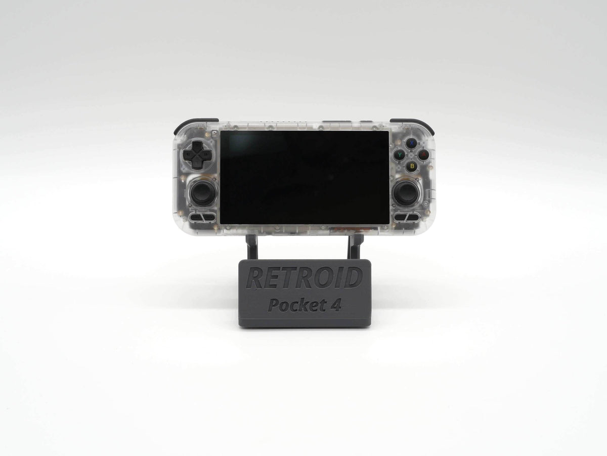 Display Stand for Retroid Pocket 4 / 4 Pro with Charging Space | Dock Shelf Unit Gaming Retro Device Compatible with JCSFY Grips - Black / Retroid Pocket 4