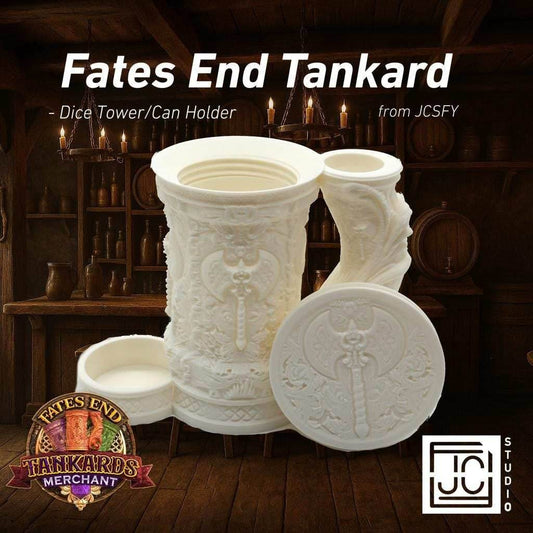 Barbarian Tankard Dice Tower and Can Holder with Dice Vault | Fates End RolePlay RP Gamer Mug Roll Gift Storage DND Classes from JCSFY - Dark Magic Black