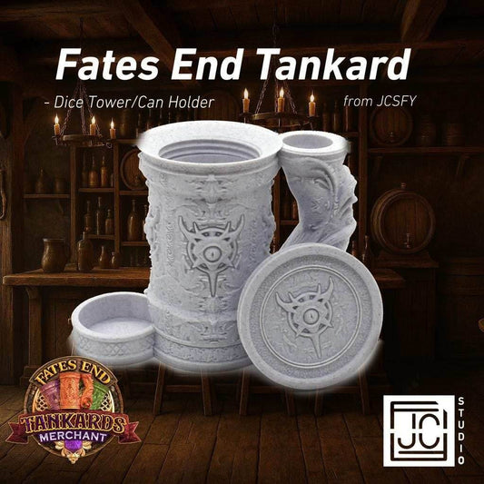 Warlock Themed Tankard Dice Tower and Can Holder with Dice Vault | Fates End RolePlay RP Gamer Mug Roll Gift Storage DND Classes from JCSFY - Dark Magic Black