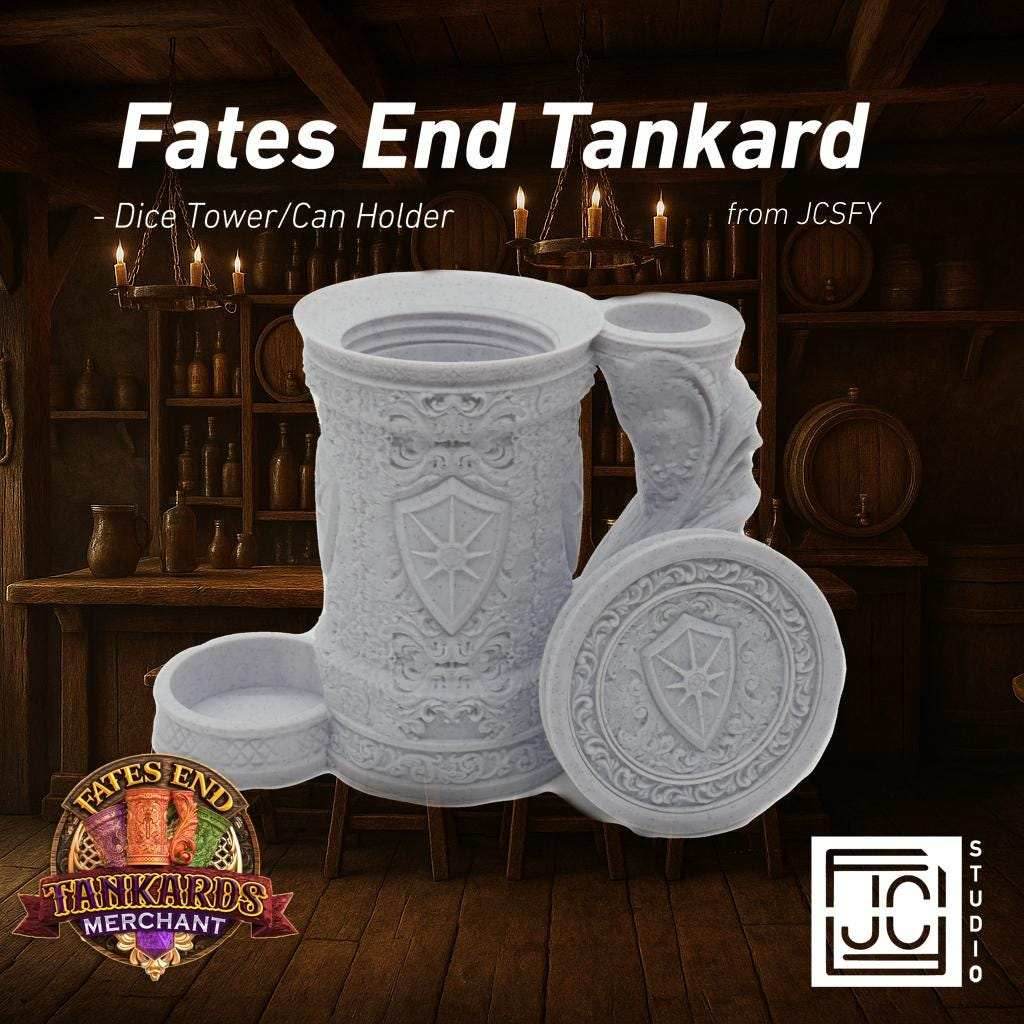 Paladin Themed Tankard Dice Tower and Can Holder with Dice Vault | Fates End RolePlay RP Gamer Mug Roll Gift Storage DND Classes from JCSFY - Dark Magic Black