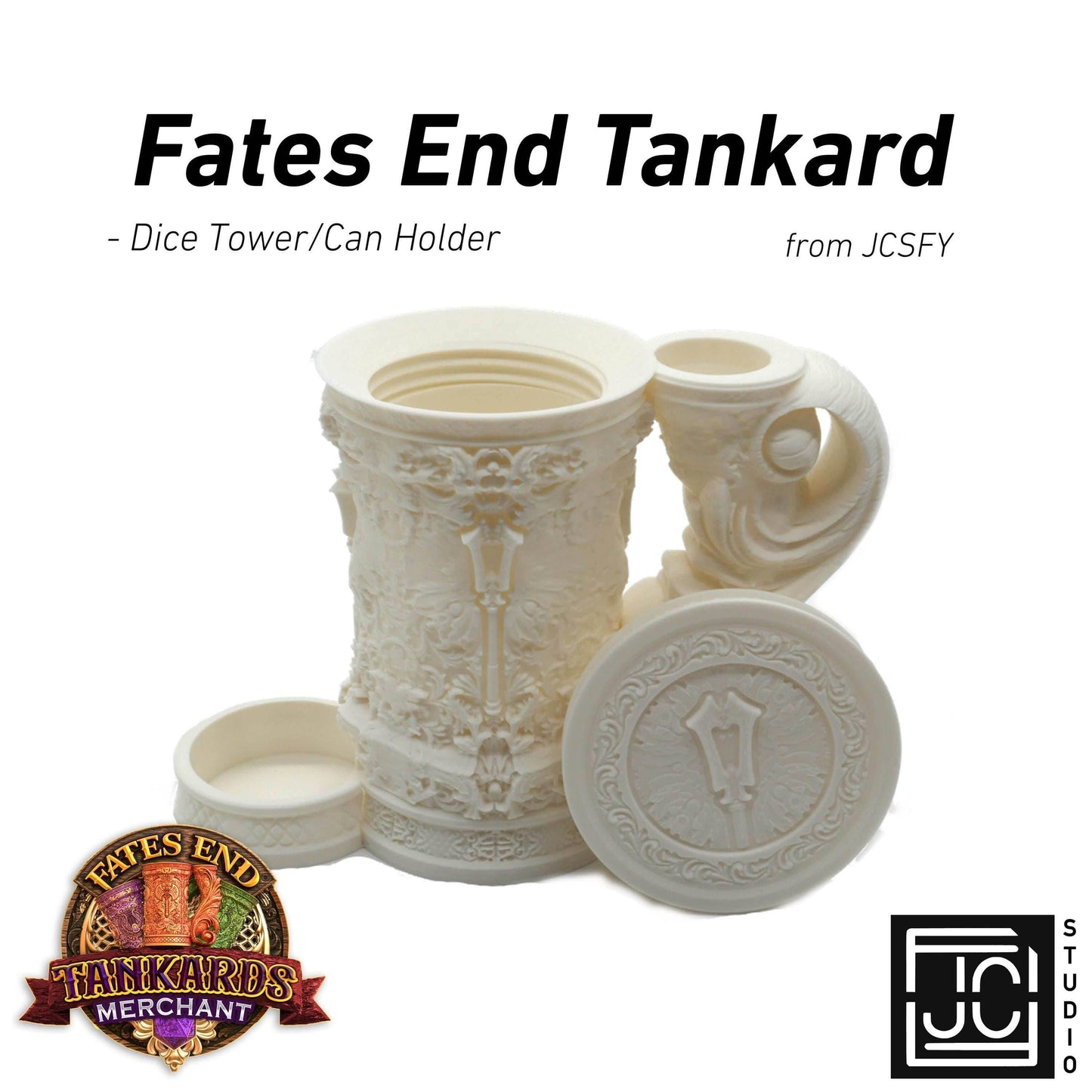 Cleric Themed Tankard Dice Tower and Can Holder with Dice Vault | Fates End RolePlay RP Gamer Mug Roll Gift Storage DND Classes from JCSFY - Dark Magic Black