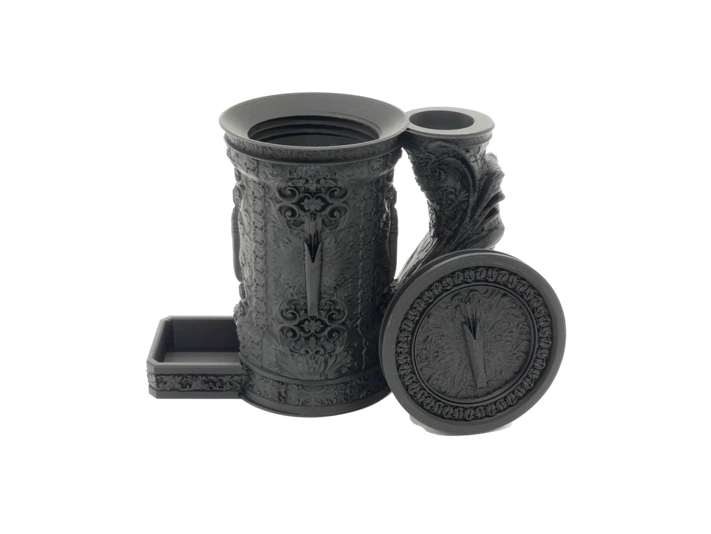 Ranger Themed Tankard Dice Tower and Can Holder with Dice Vault | Fates End RolePlay RP Gamer Mug Roll Gift Storage DND Classes from JCSFY - Dark Magic Black