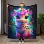 Personalized Cosmic Unicorn Blanket - Magical Galaxy Flannel Fleece Throw Super Soft Custom Name Gift